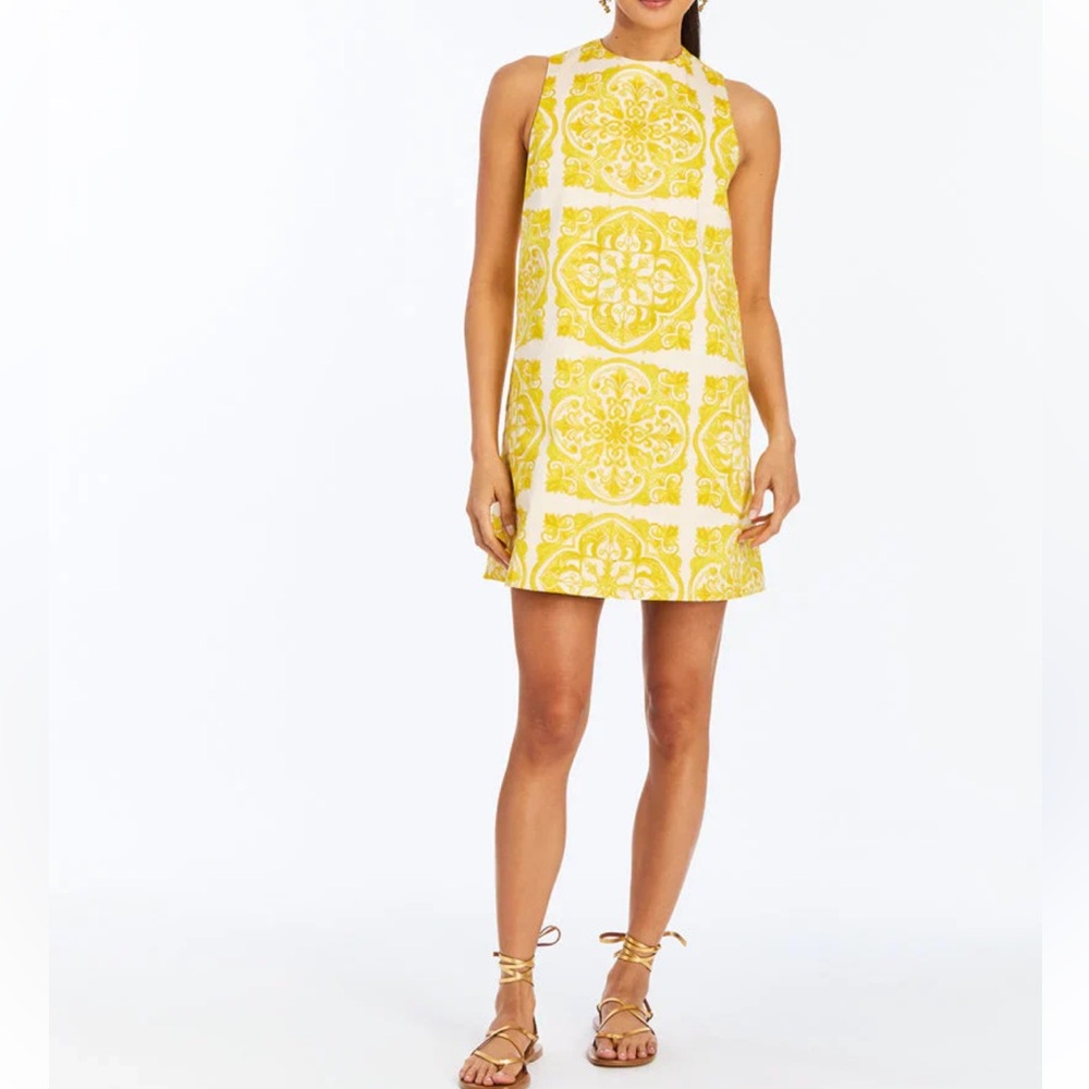 NWT Mestiza New York Fiona Convertible Reversable Yellow Tile Print Mini Dress